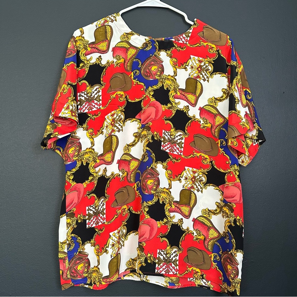Vintage 80s Caviar Western Print Shirt